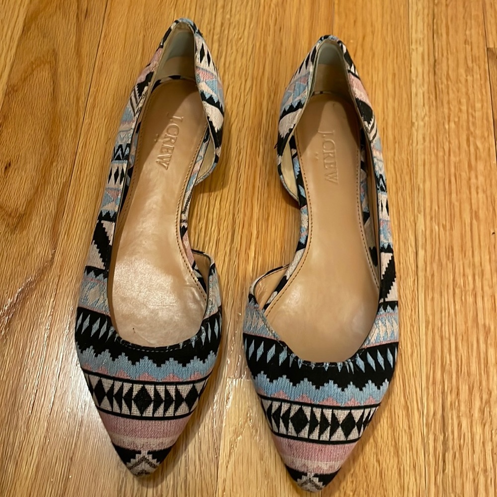 Jcrew pointed toe patterned flats